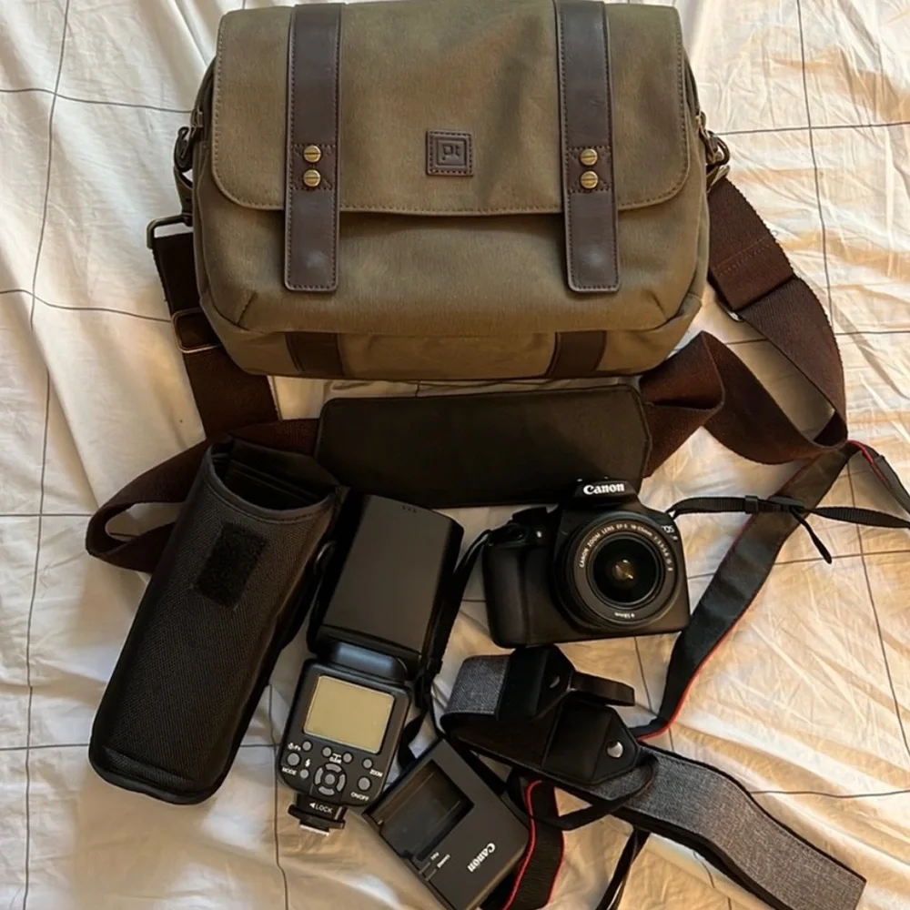 Canon Black DSLR with Zoom Lens